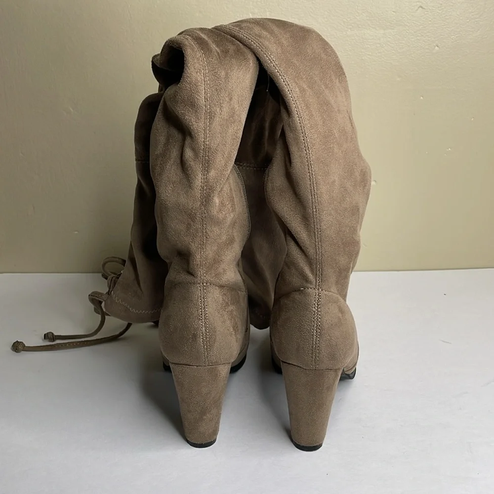 CATHERINE MALANDRINO Over-The-Knee Boots Light Brown “GORGEOUS” Faux Suede 7.5